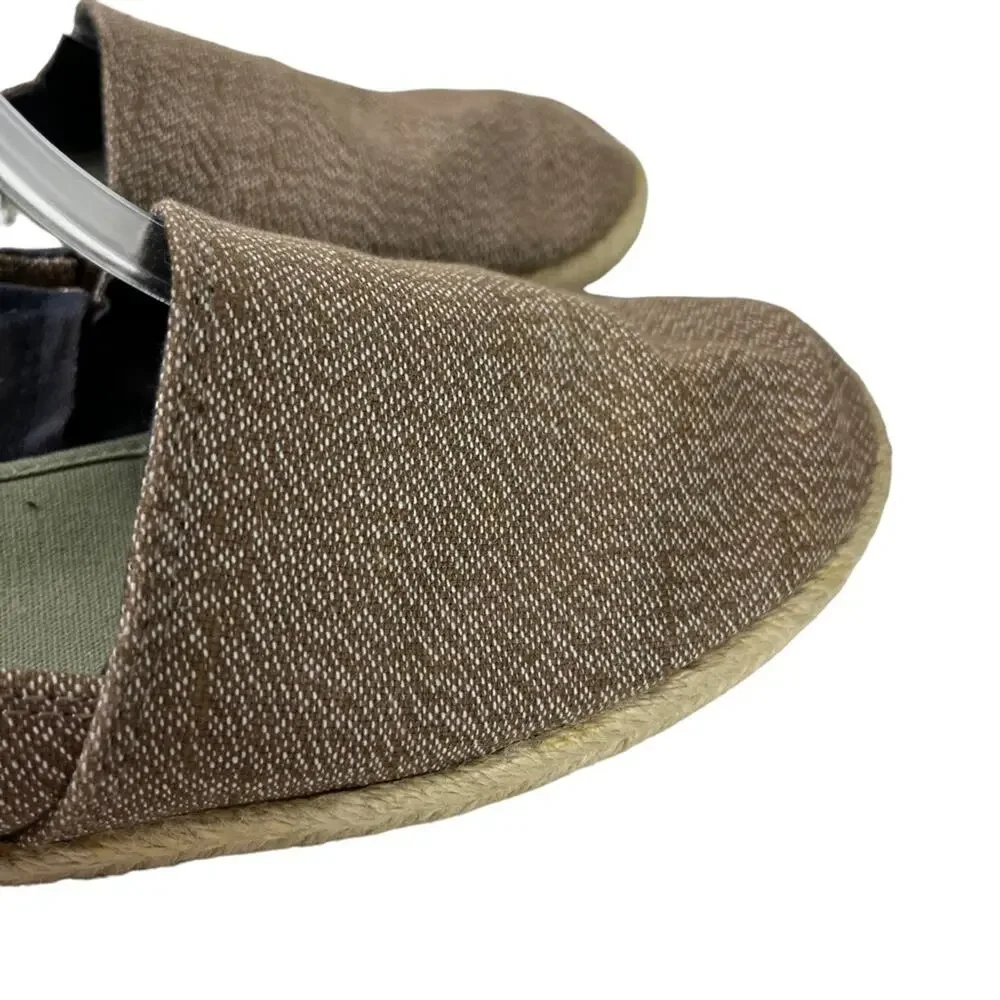 L.L. BEAN Brown Tan Slip On Espadrille Flats Loafers Casual Canvas Shoes sz 7.5